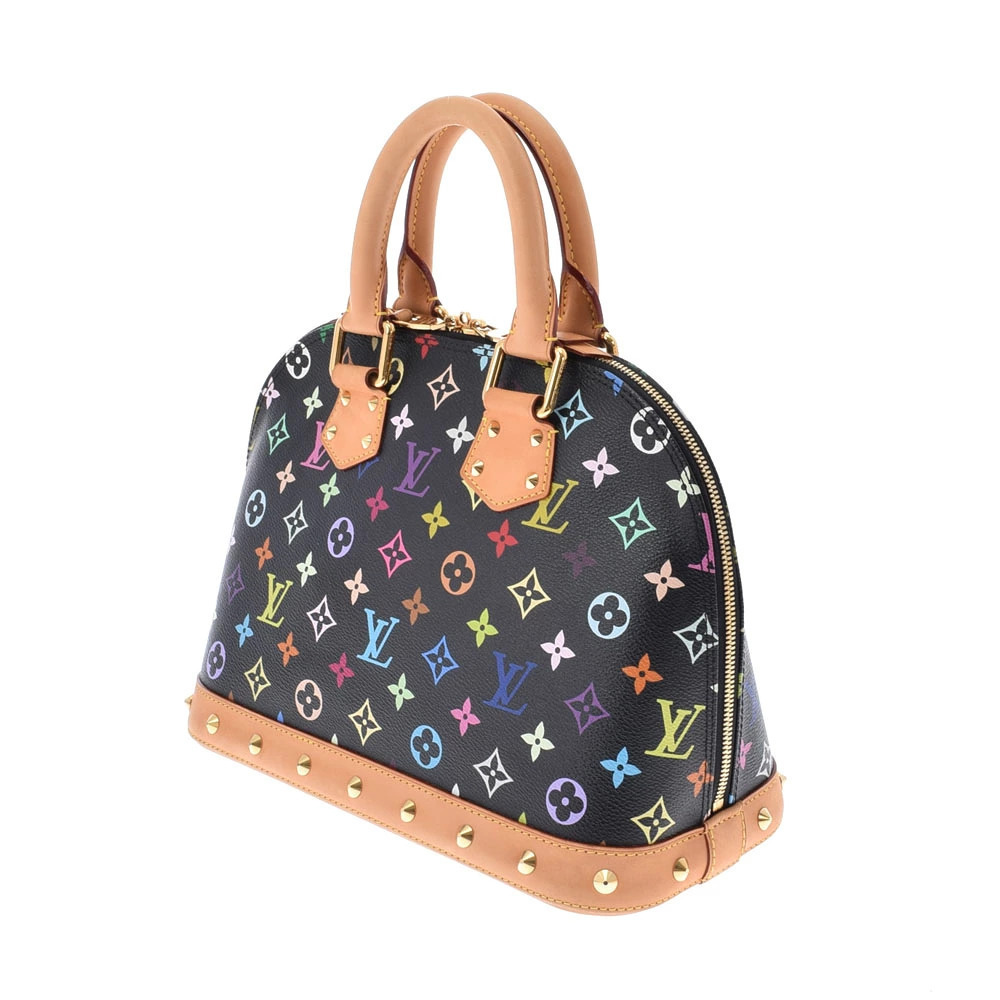 Louis Vuitton Alma Black Handbag Multicolor Noir Monogram Black
